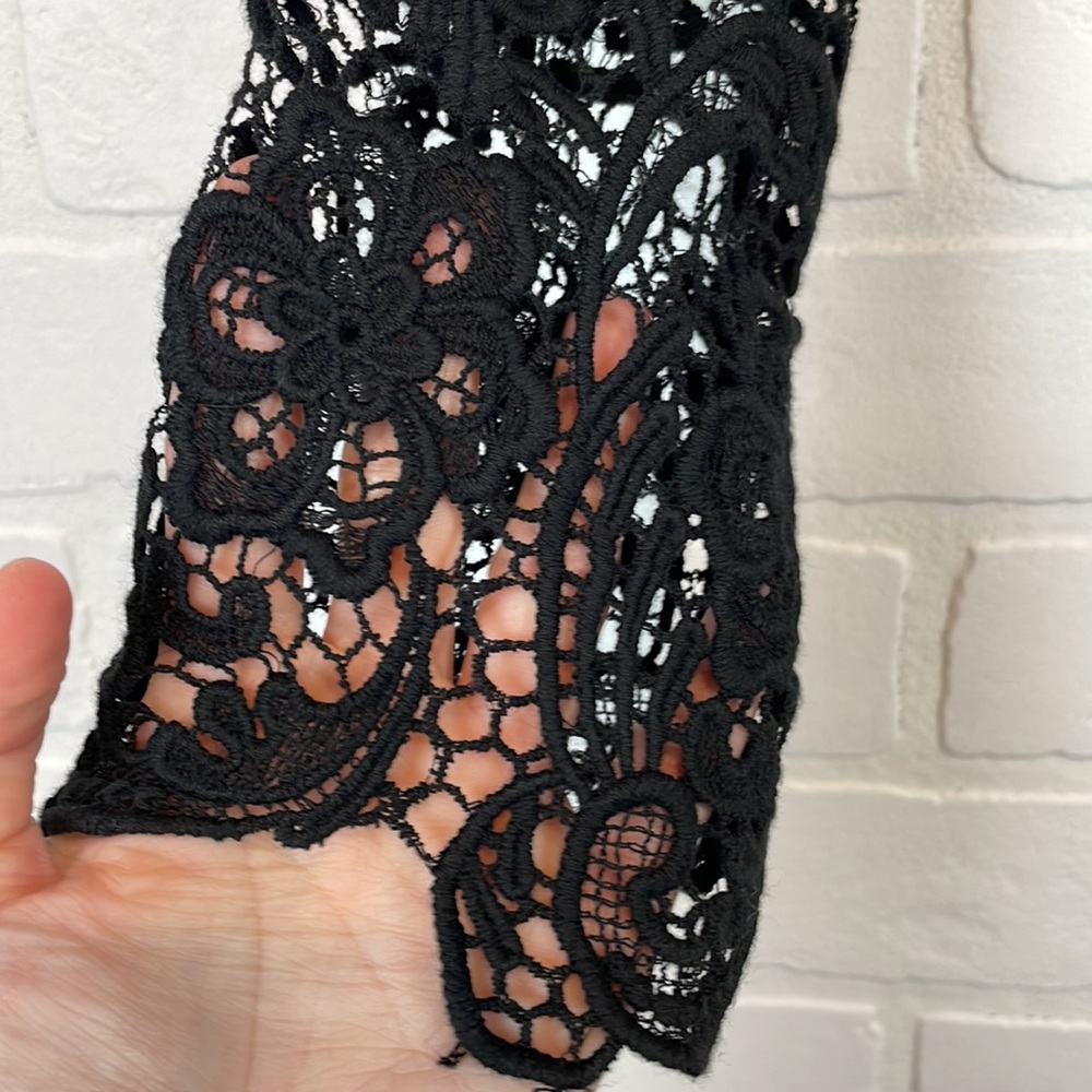 Anthropologie Lili’s Closet Black Lace Cropped Zip Up Jacket XS - Picture 2 of 9